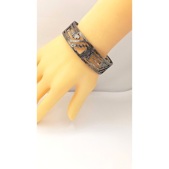 STERLING Silver Panel Bracelet Openwork design UNISEX, Size 7 - Picture 10 of 11